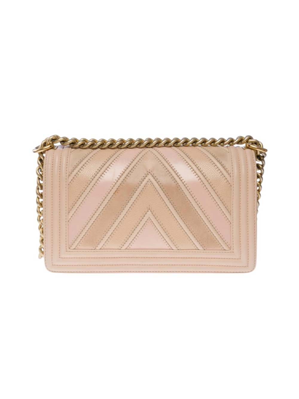 Chanel Limited Edition Beige Caviar Suede Calfskin Chevron Medium Boy Handbag - Picture 4 of 9